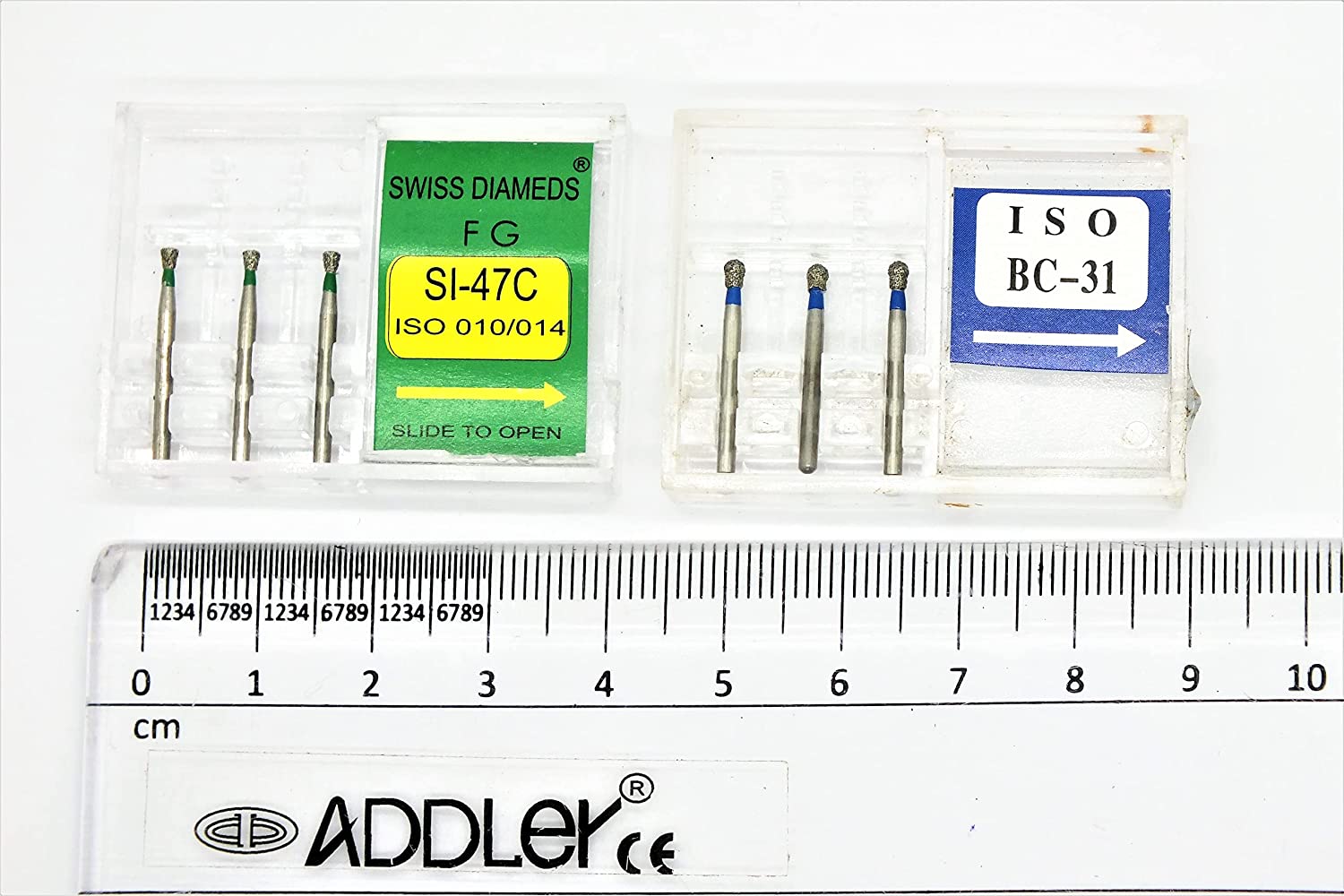 DENTAL DIAMOND BUR SI47C & BC31 HEAD FG AIR ROTOR REDUCER SWISS DIA PREMIUM BURS. EXCELLENT DIAMOND GRAINS FOR HIGH SPEED ROTOR. PACK OF 3 BURS