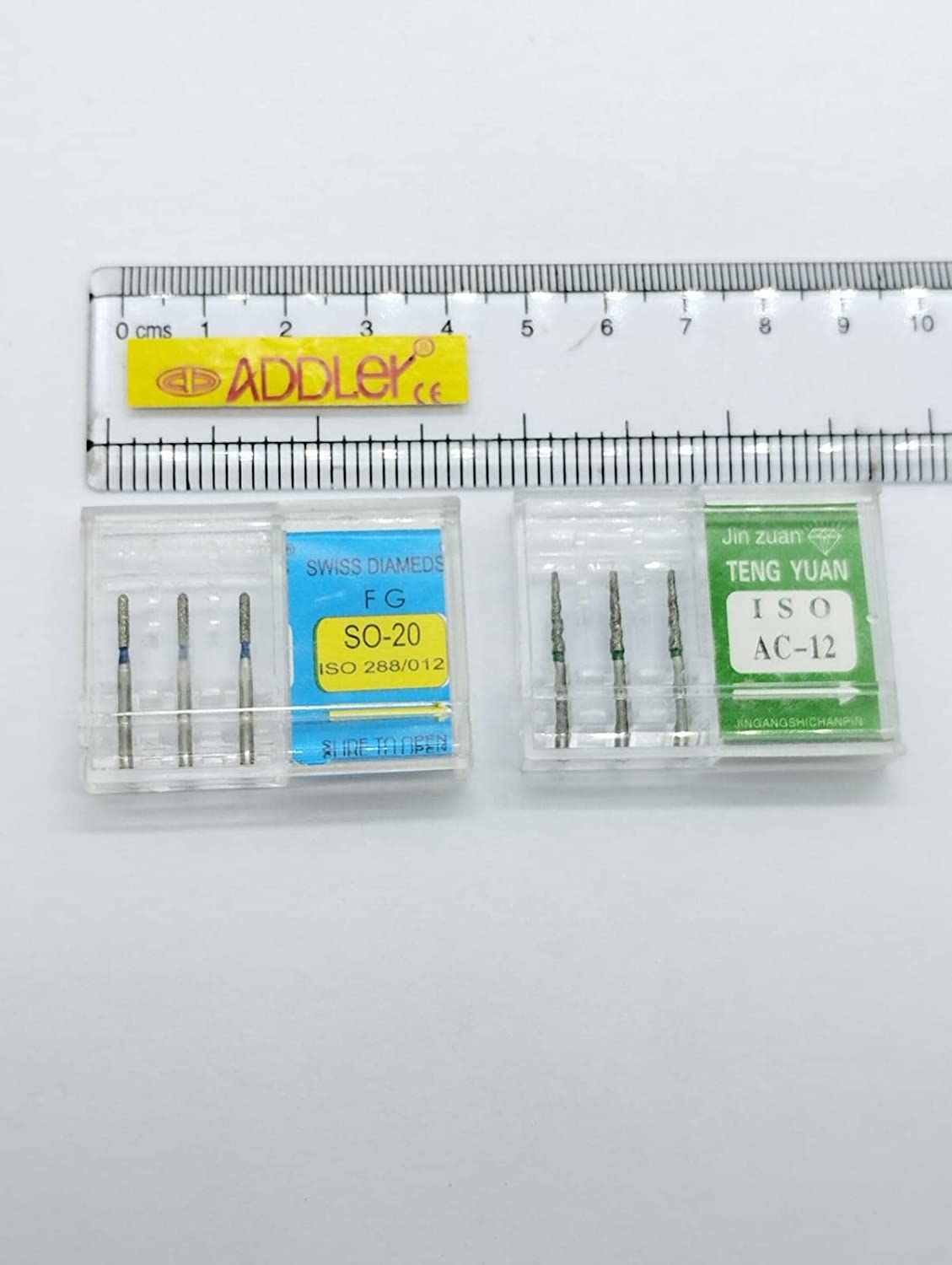 DENTAL SWISS DIA FG DIAMOND COATED BURS SO-20 & AC-12 HIGH SPEED 2 PACK OF 6 BURS TOTAL