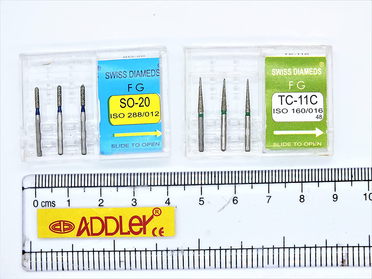 DENTAL DIAMOND COATED SO-20 & TC-11C BURS FG SWISS DIA HIGH SPEED 2 PACK OF 6 BURS TOTAL.