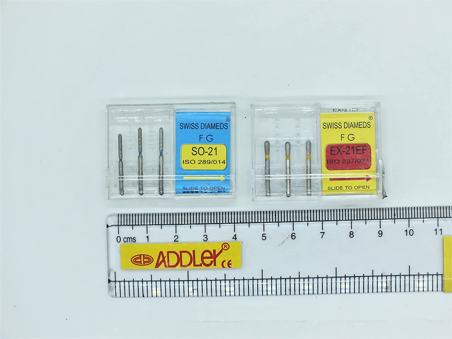 SWISS DIA DENTAL FG DIAMOND COATED BURS SO-21 & EX-21EF HIGH SPEED 2 PACK OF 6 BURS TOTAL.