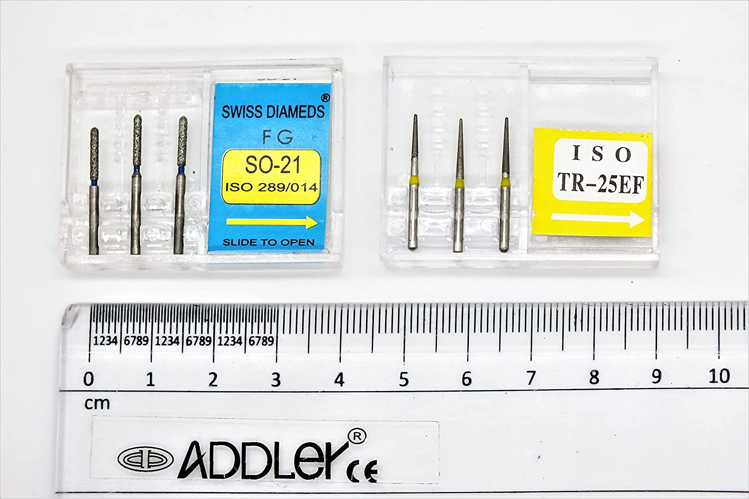 DENTAL DIAMOND BUR SO-21 & TR25EF FG AIR ROTOR REDUCER SWISS DIA PREMIUM BURS. EXCELLENT DIAMOND GRAINS FOR HIGH SPEED ROTOR. PACK OF 3 BURS