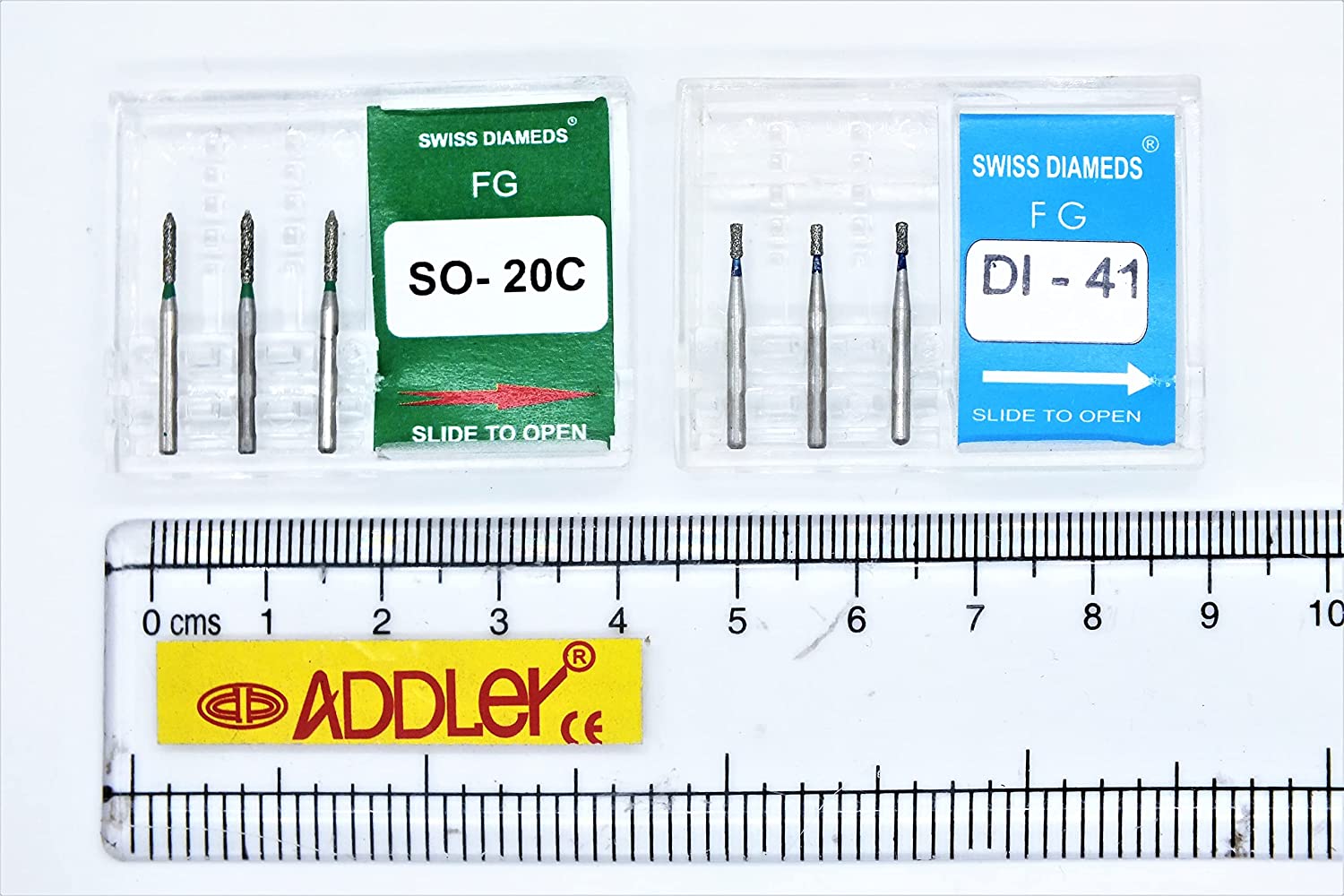 DENTAL SWISS DIA SO20C & DI41 HIGH SPEED BURS FG DIAMOND COATED 2 PACK OF 6 BURS TOTAL