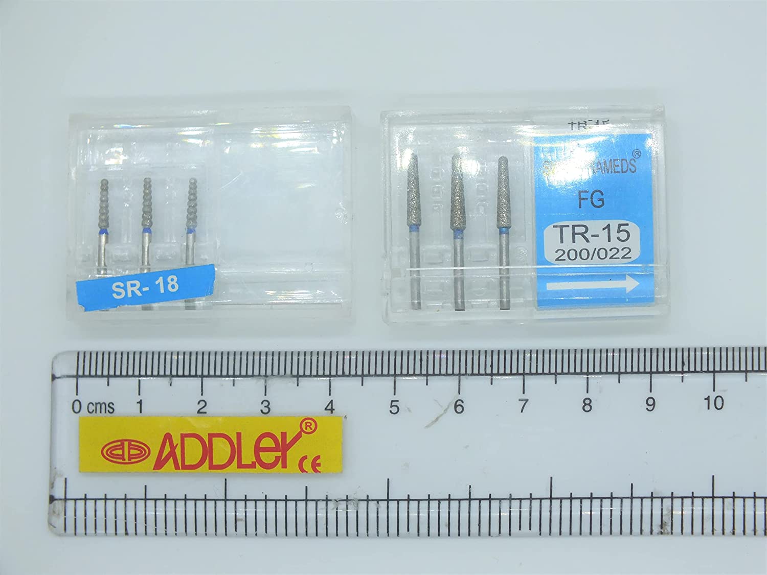 DENTAL DIAMOND SR-18 & TR-15 COATED BURS FG SWISS DIA HIGH SPEED 2 PACK OF 6 BURS TOTAL.