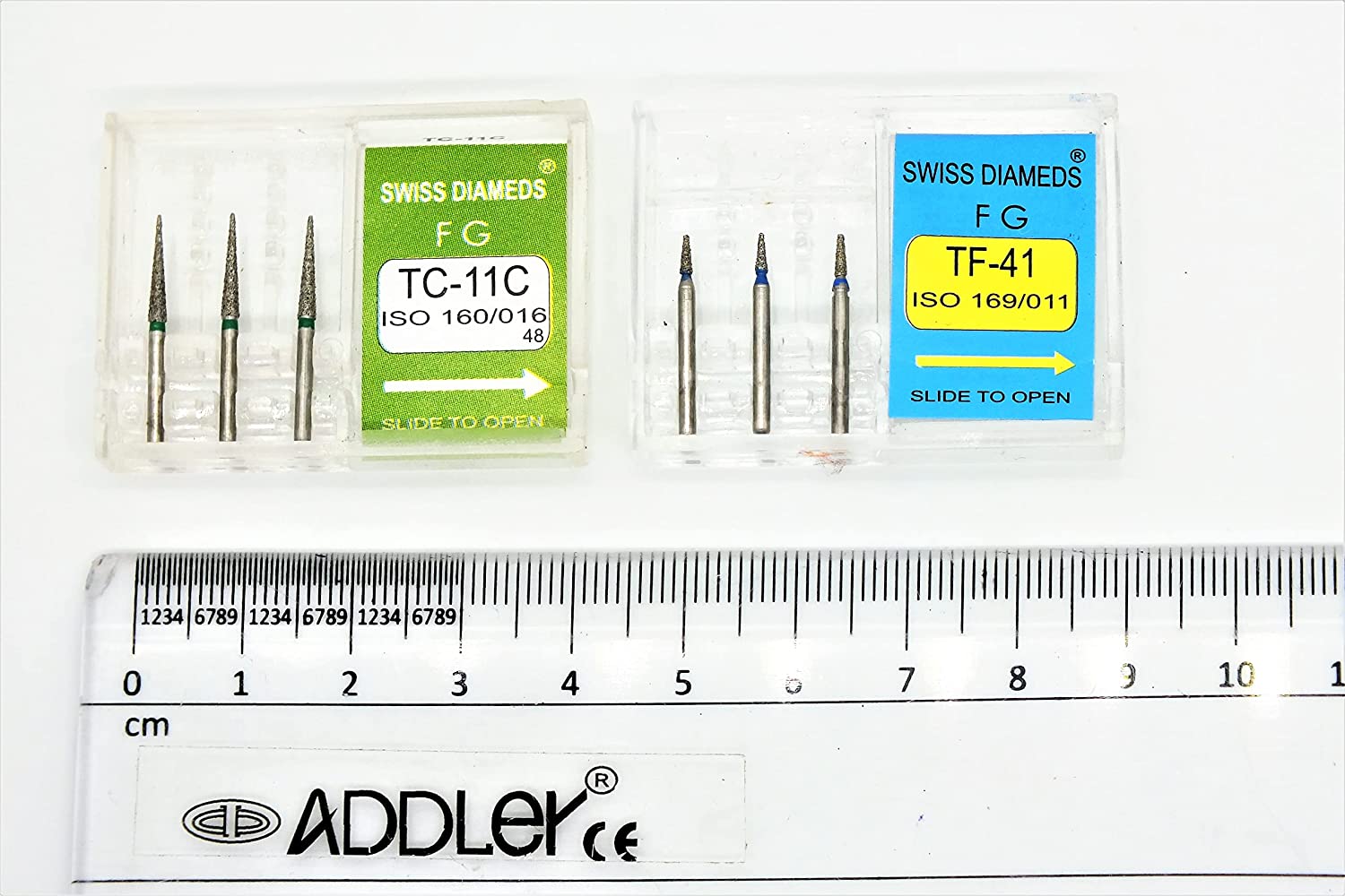 DENTAL DIAMOND BUR TC-11C & TF-41 FG AIR ROTOR REDUCER SWISS DIA PREMIUM BURS. EXCELLENT DIAMOND GRAINS FOR HIGH SPEED ROTOR. PACK OF 3 BURS