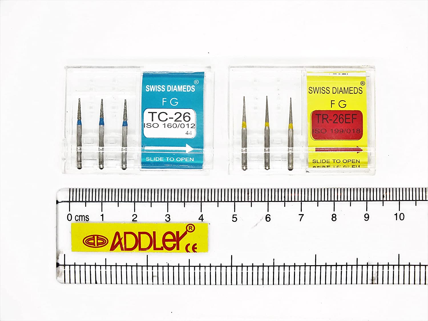 SWISS DIA DENTAL FG DIAMOND COATED BURS TC-26 & TR-26EF HIGH SPEED 2 PACK OF 6 BURS TOTAL