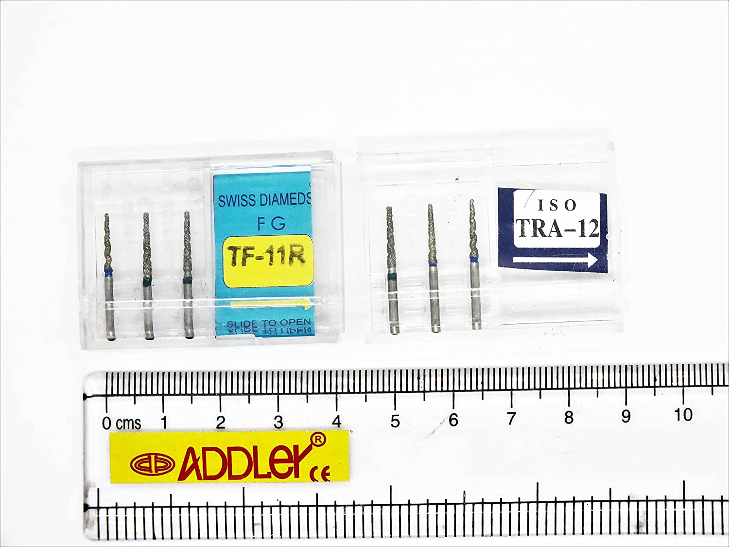 SWISS DIA DENTAL FG DIAMOND COATED BURS TF-11R & TRA-12 HIGH SPEED 2 PACK OF 6 BURS TOTAL