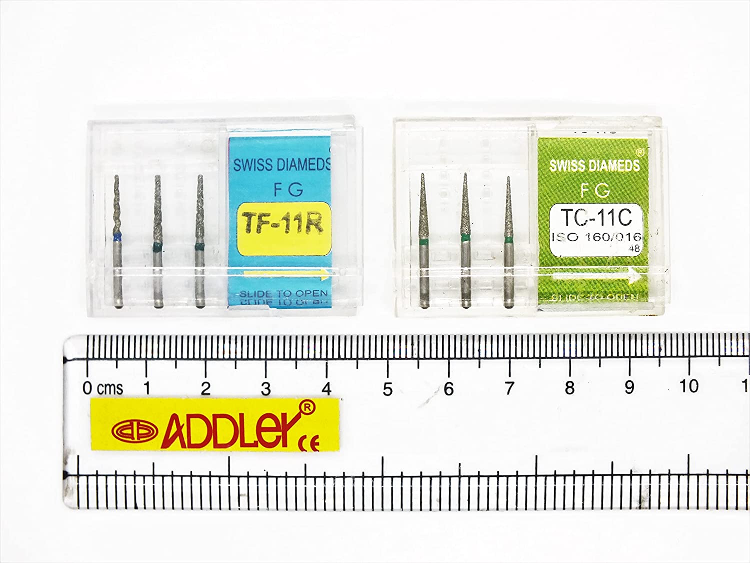 SWISS DIA DENTAL FG DIAMOND COATED BURS TF-11R &TC-11C HIGH SPEED 2 PACK OF 6 BURS TOTAL