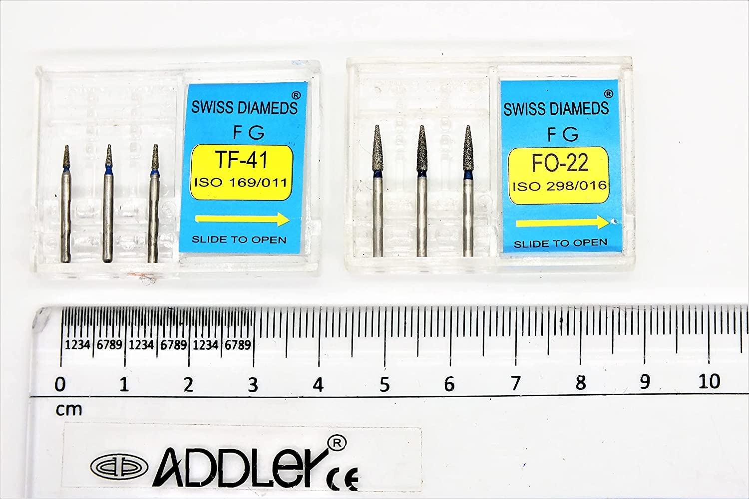 DENTAL DIAMOND BUR TF-41 & FO-22 FG AIR ROTOR REDUCER SWISS DIA PREMIUM BURS. EXCELLENT DIAMOND GRAINS FOR HIGH SPEED ROTOR. PACK OF 3 BURS