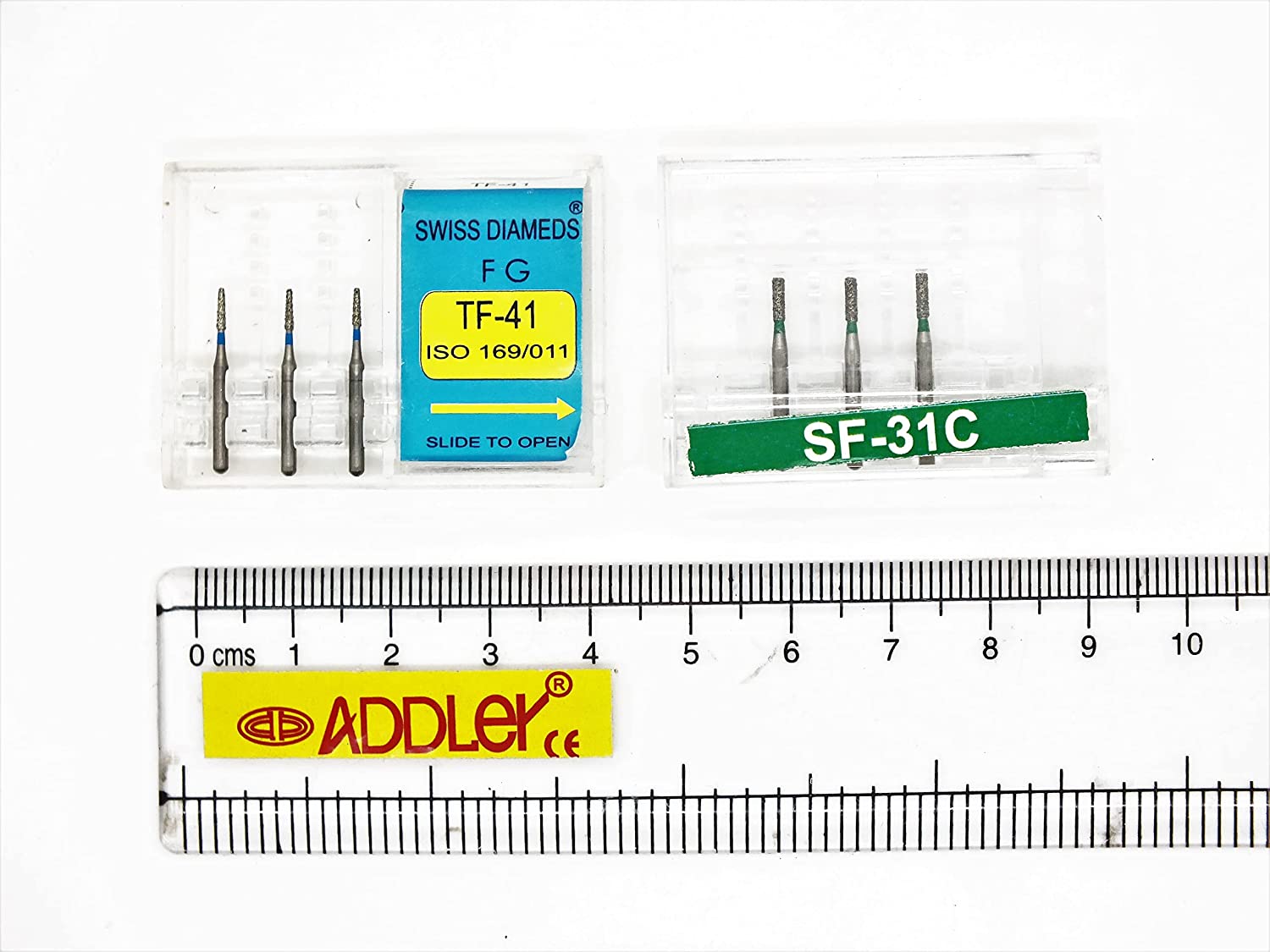 SWISS DIA DENTAL FG DIAMOND COATED BURS TF-41 & SF-31C HIGH SPEED 2 PACK OF 6 BURS TOTAL