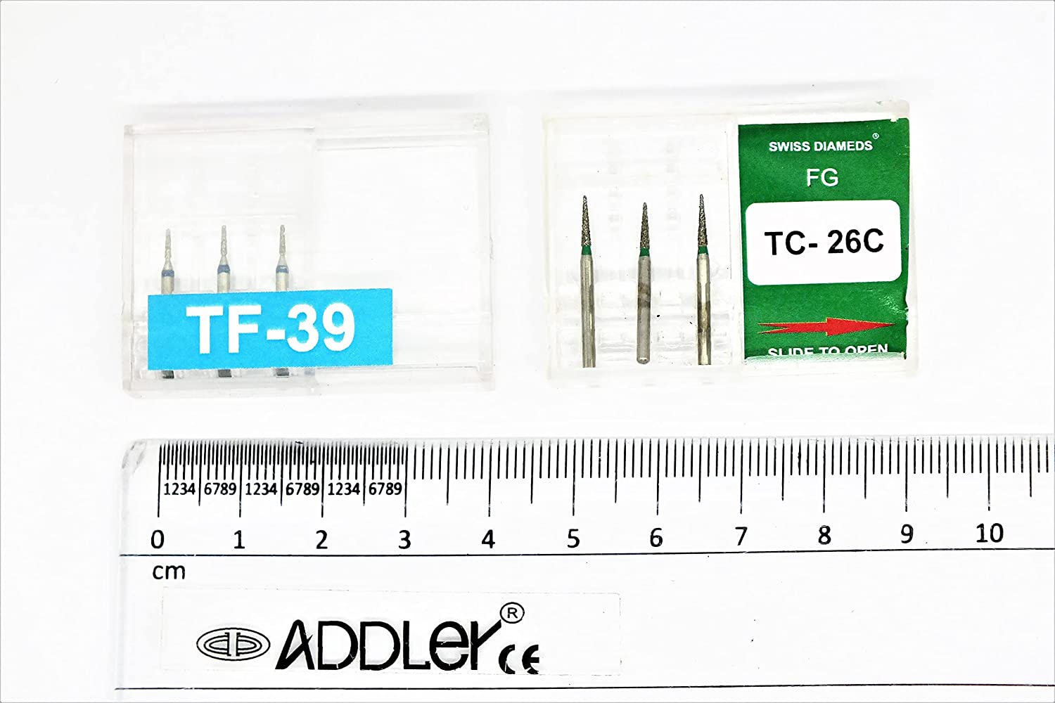 DENTAL BURS TF39, TC26C DIAMOND COATED SWISS DIA HIGH SPEED 2 PACK OF 6 BURS TOTAL.