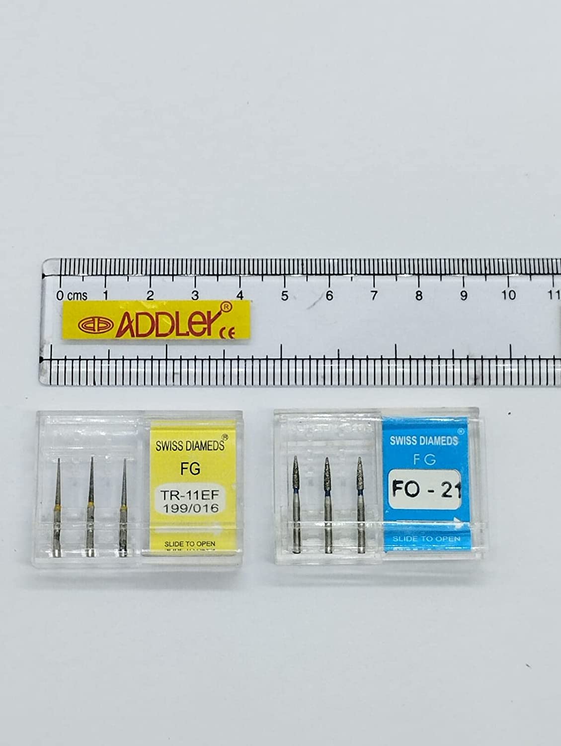 DENTAL SWISS DIA BURS TR-11EF & FO-21 FG DIAMOND COATED HIGH SPEED 2 PACK OF 6 BURS TOTAL