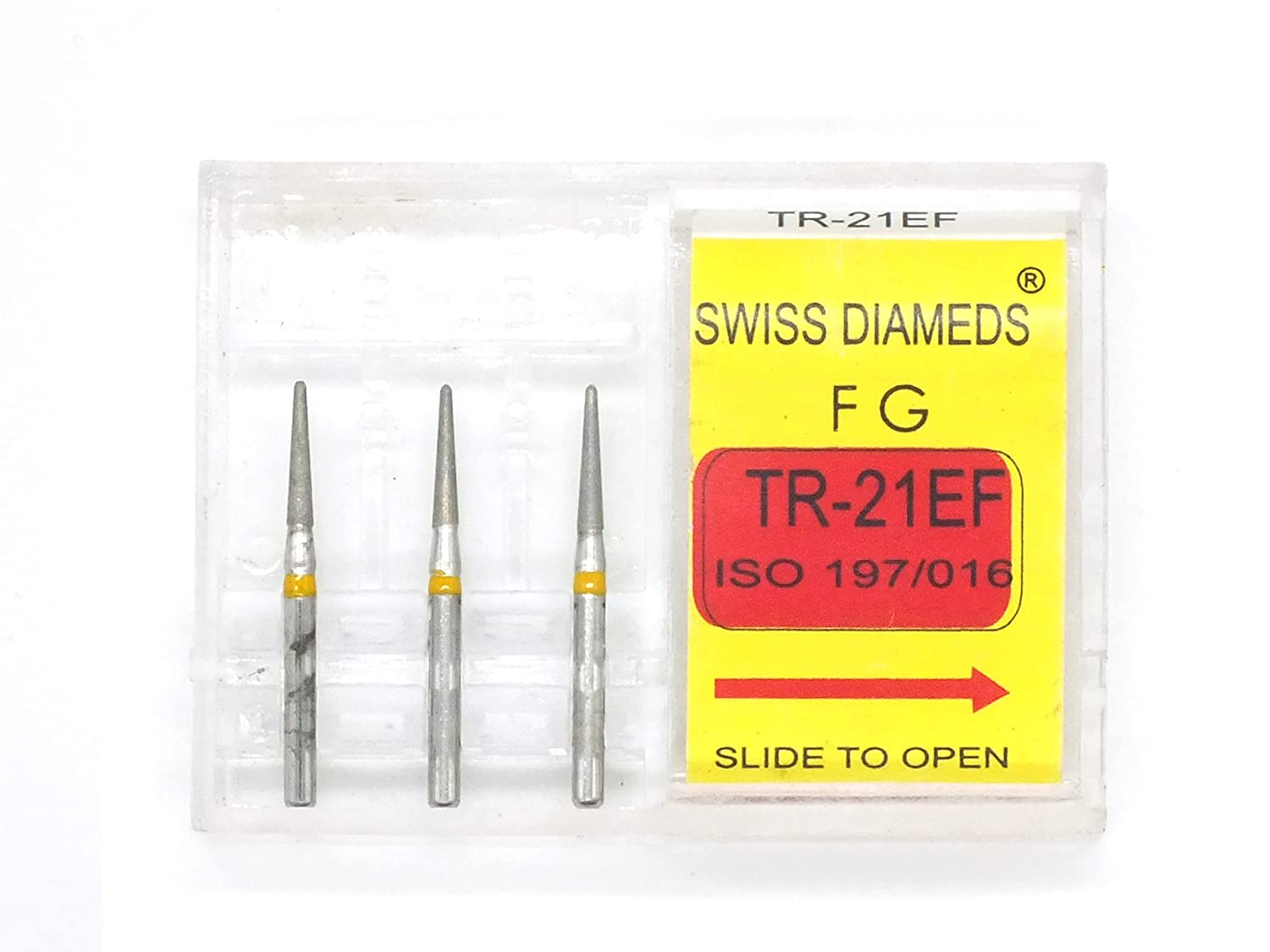 ADDLER DIAMOND BUR TR-21EF FG AIR ROTOR SWISS DIA PREMIUM BURS.  HIGH SPEED ROTOR. PACK OF 3 BURSADDLER DENTAL DIAMOND BUR TR-21EF FG AIR ROTOR SWISS DIA PREMIUM BURS.HIGH SPEED ROTOR.