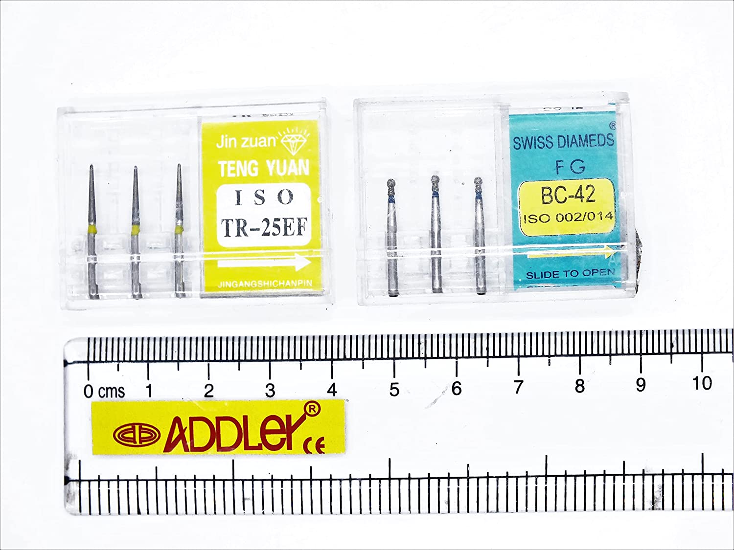 SWISS DIA DENTAL FG DIAMOND COATED BURS TR-25EF & BC-42 HIGH SPEED 2 PACK OF 6 BURS TOTAL.