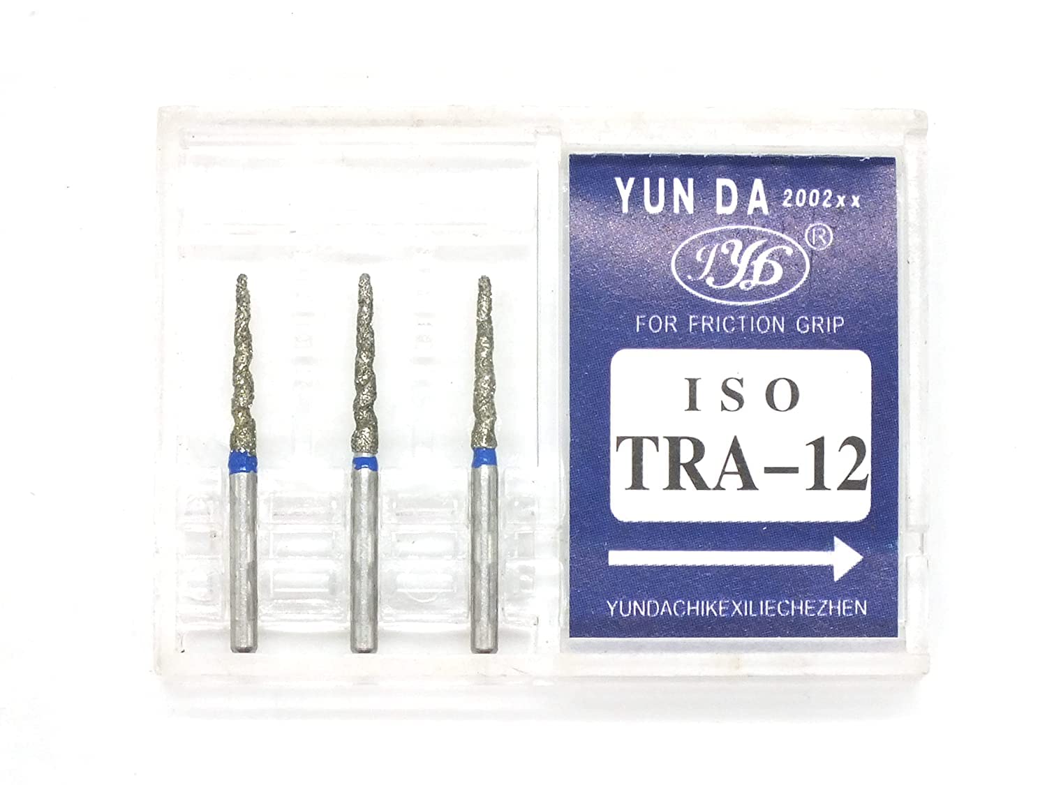 ADDLER DENTAL DIAMOND BUR TRA-12 FG AIR ROTOR SWISS DIA PREMIUM BURS. EXCELLENT DIAMOND GRAINS FOR HIGH SPEED ROTOR. PACK OF 3 BURS