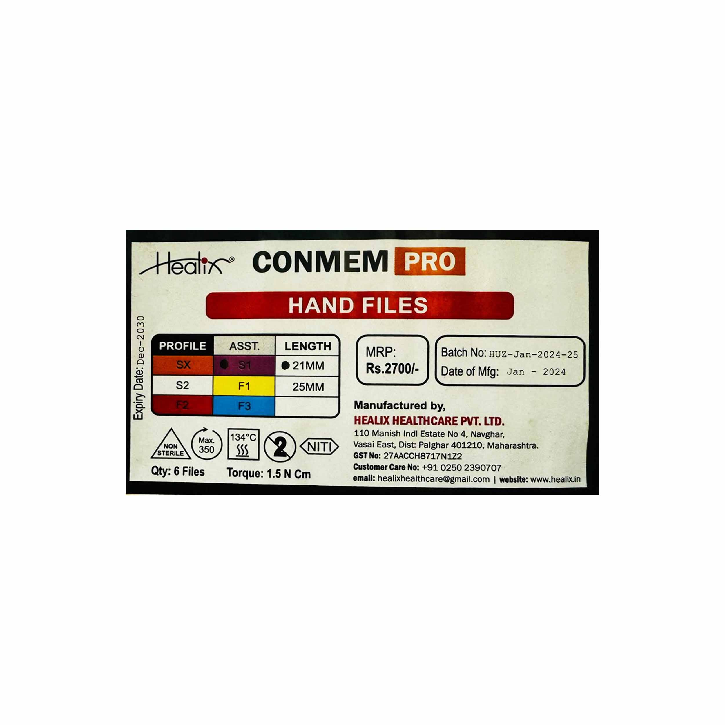 Healix Conmem Pro Gold Hand Files S1 21MM