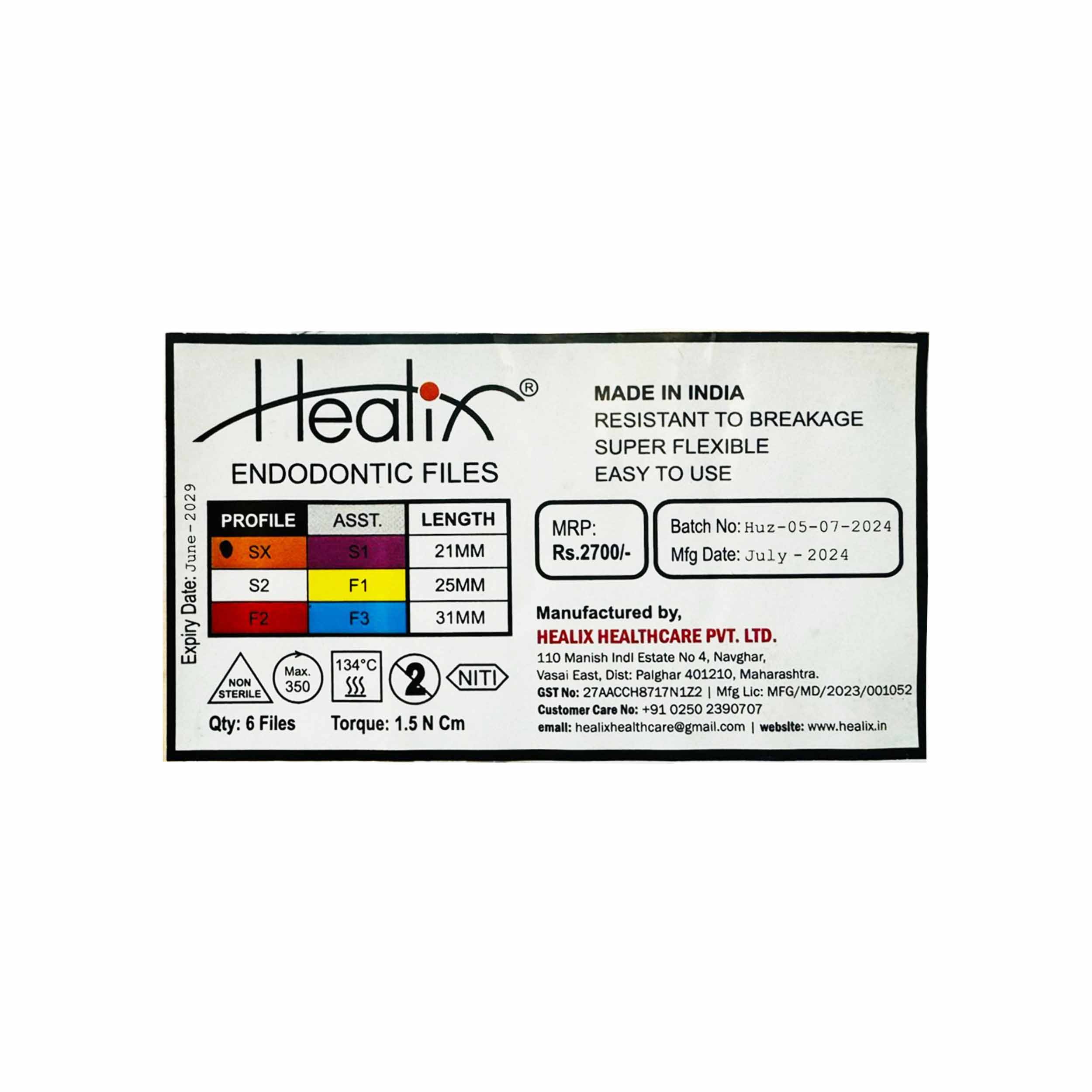 Healix Conmem Pro Gold Rotary Dental Files SX