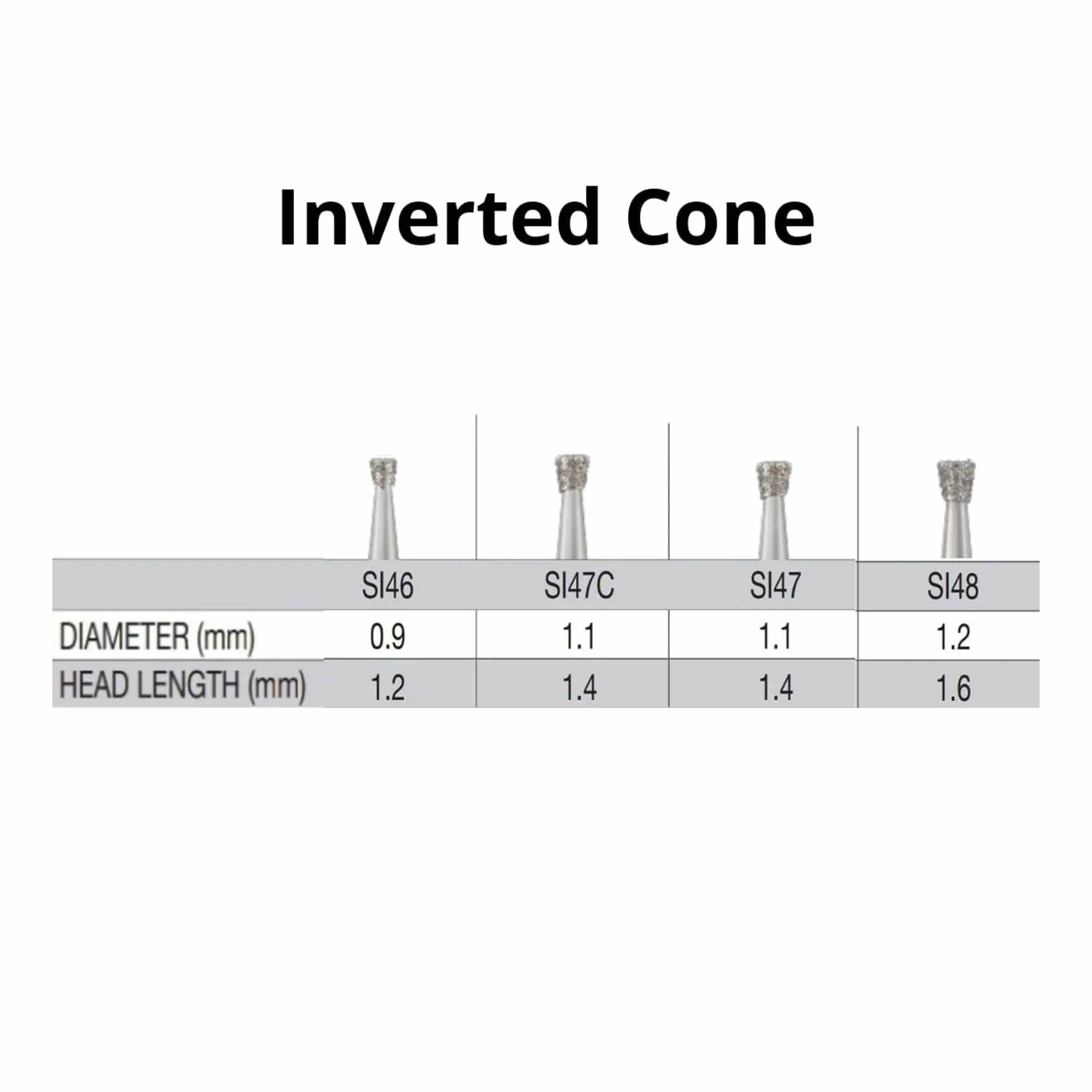 SS White G2 Diamond Burs - Inverted Cone Shaped FG SI48 Medium