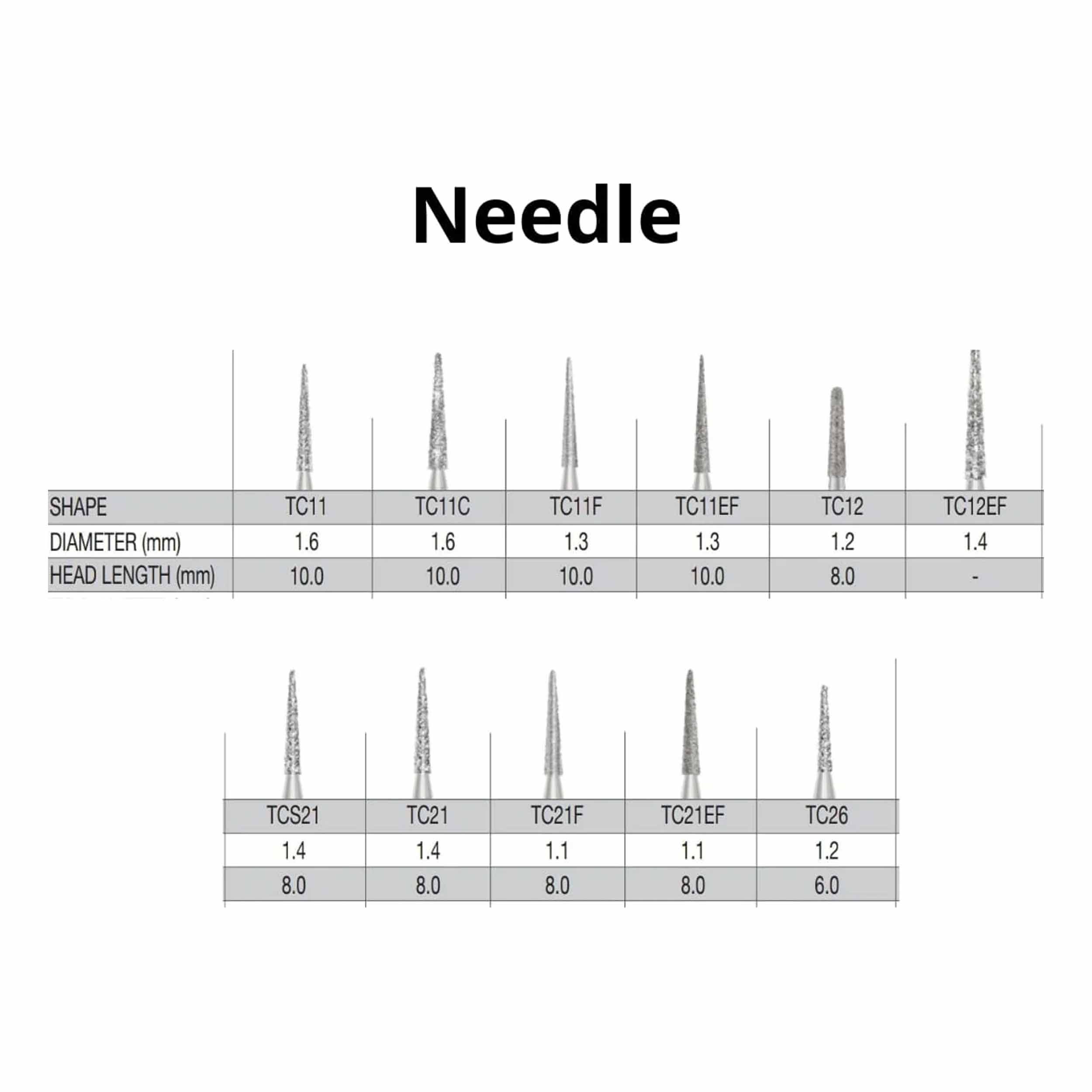 SS White G2 Diamond Burs -Needle Shaped FG TC 21F Fine