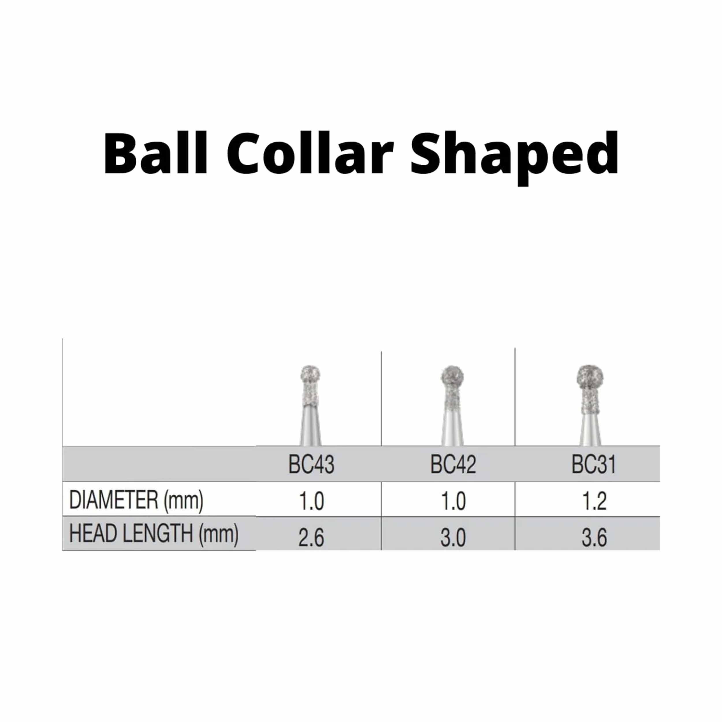 SS White G2 Diamond Burs - Ball Collar Shaped FG BC 42 Medium