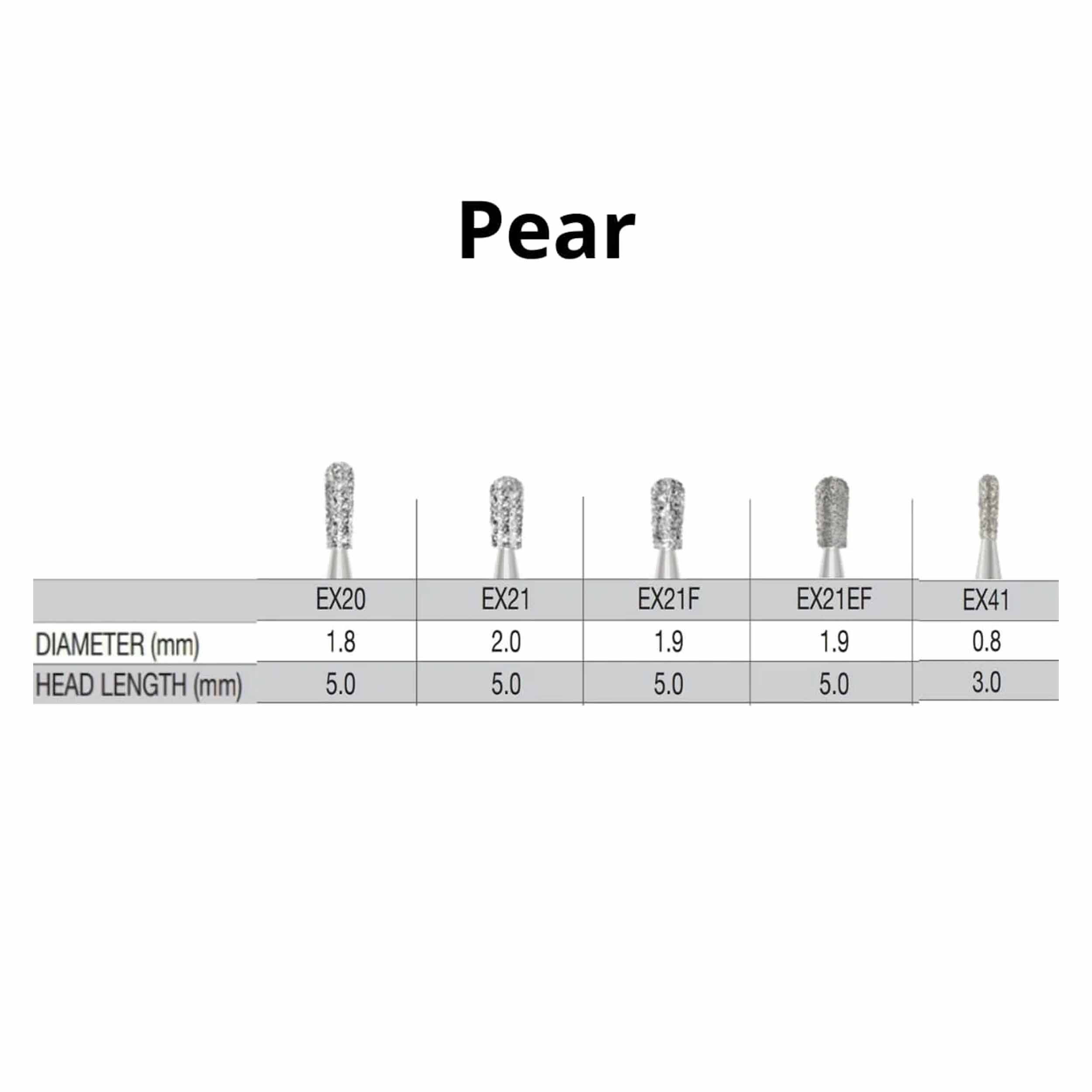 SS White G2 Diamond Burs - EX 20 - 41 Pear Shaped FG EX 21 Medium