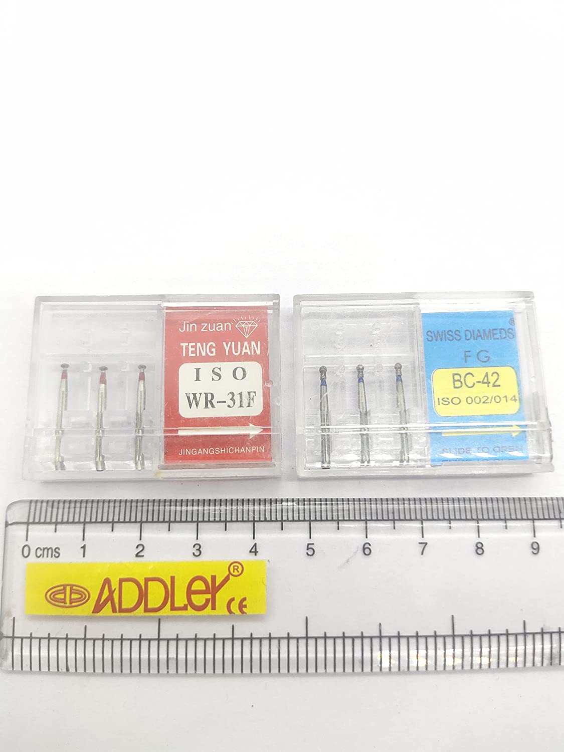 DENTAL SWISS DIA BURS WR-31F, BC-42 FG DIAMOND COATED HIGH SPEED 2 PACK OF 6 BURS TOTAL