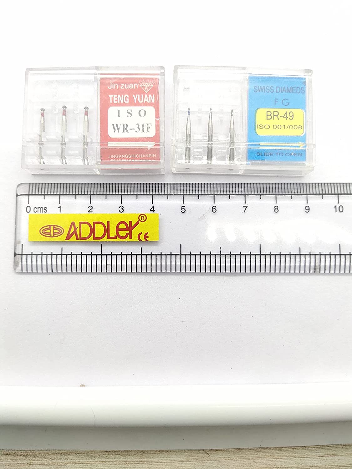 DENTAL SWISS DIA BURS WR-31F, BR-49 FG DIAMOND COATED HIGH SPEED 2 PACK OF 6 BURS TOTAL