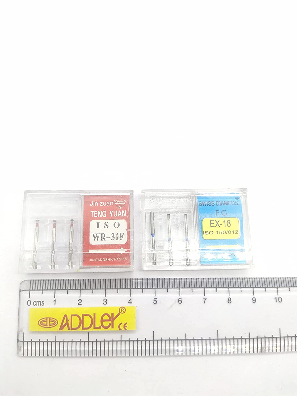 DENTAL SWISS DIA BURS WR-31F, EX-18 FG DIAMOND COATED HIGH SPEED 2 PACK OF 6 BURS TOTAL