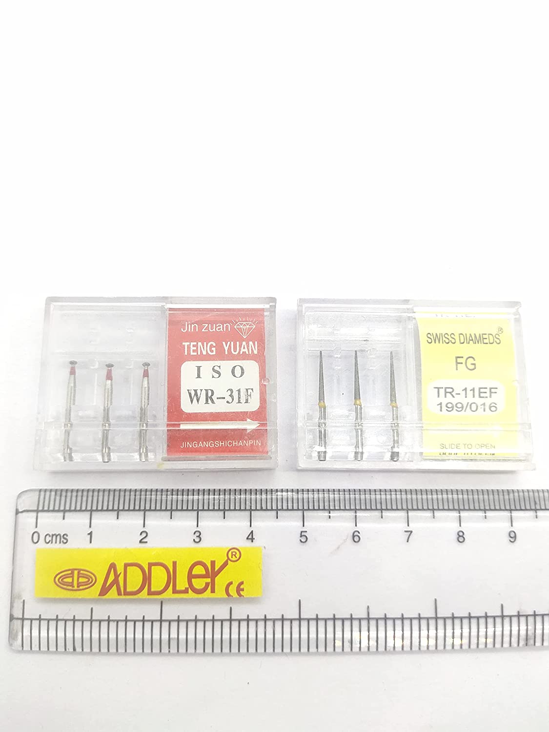 DENTAL SWISS DIA BURS WR-31F, TR-11EF FG DIAMOND COATED HIGH SPEED 2 PACK OF 6 BURS TOTAL