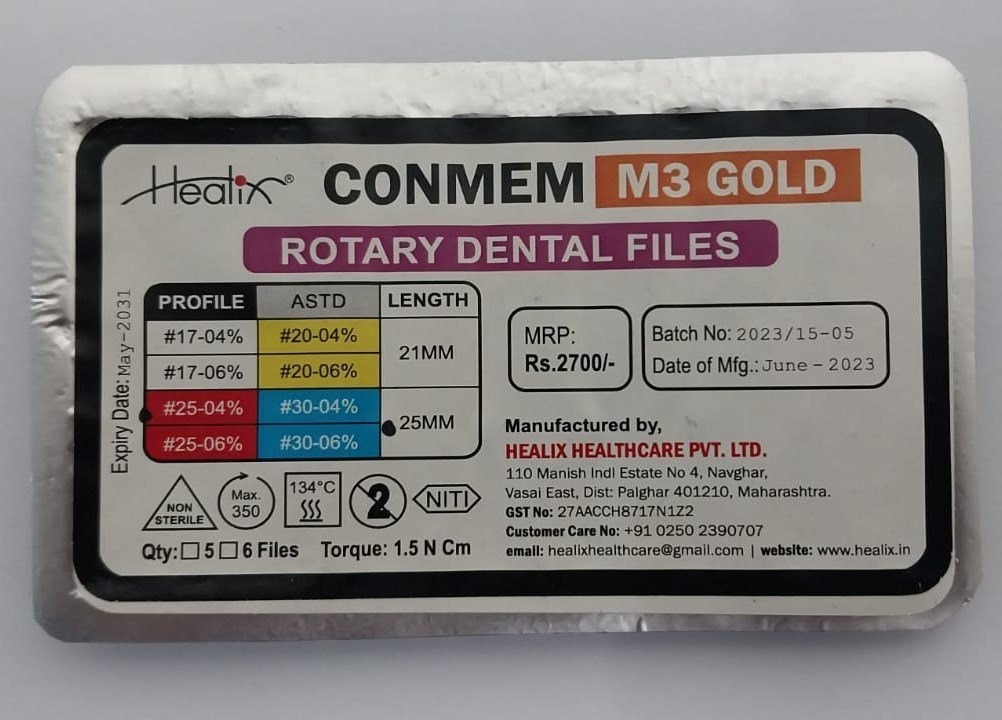 Healix Conmem Pro Gold Rotary Dental Files25-04% 25mm