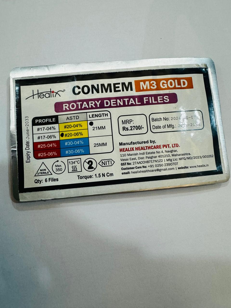 Healix Conmem Pro Gold Rotary Dental Files20-06% 21mm