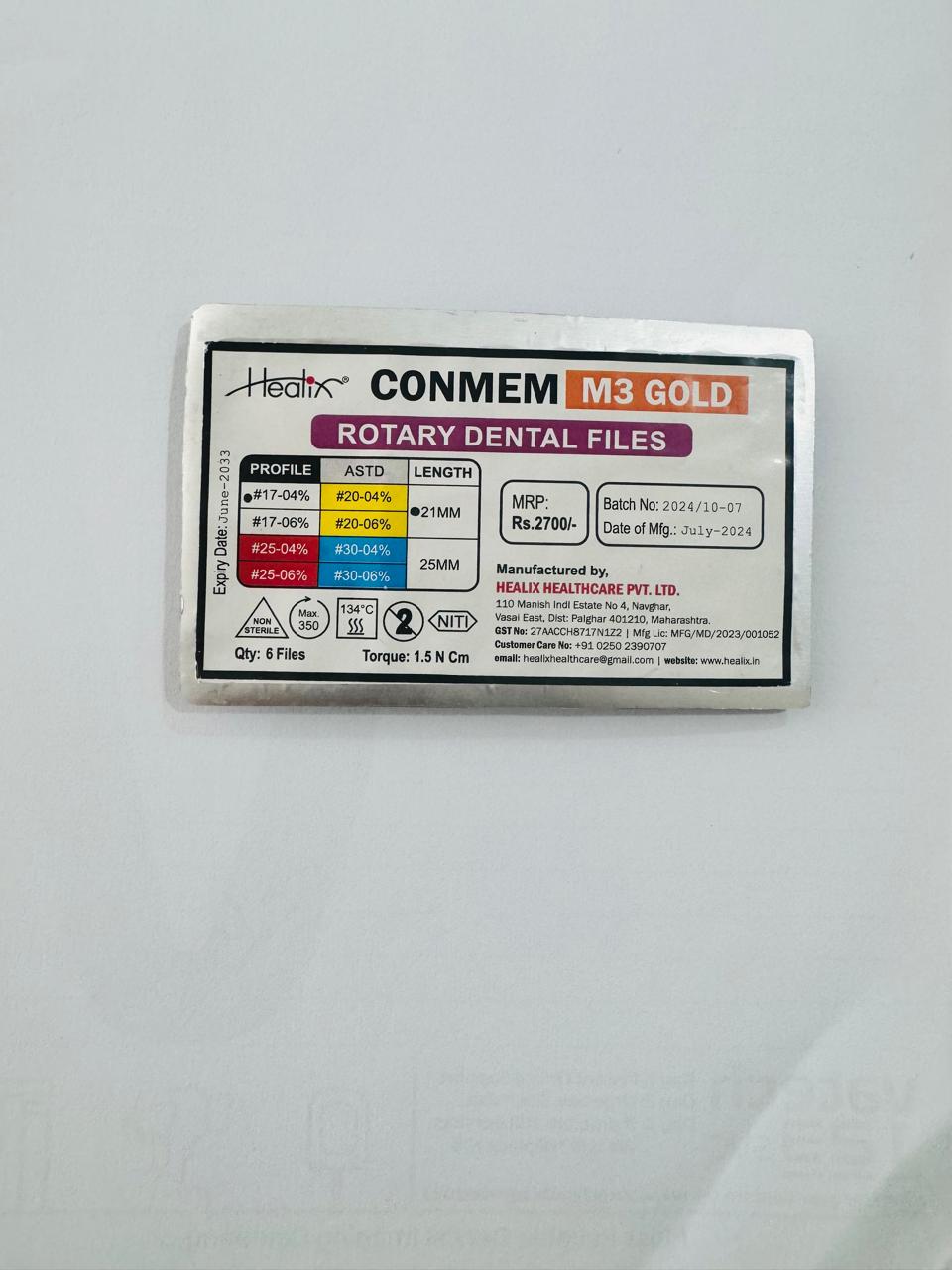 Healix Conmem Pro Gold Rotary Dental Files17-04% 21mm