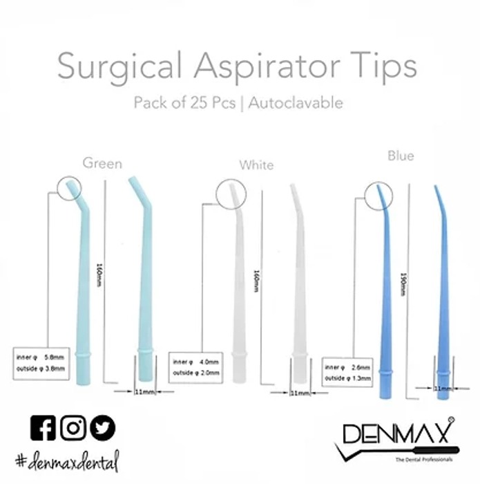 Denmax Surgical Aspirator Suction Tips - Pack Of 25Pcs