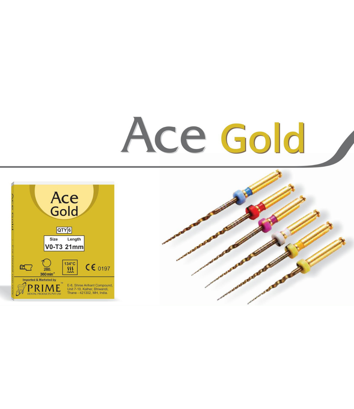 Prime (ACE) Gold rotary files associated v0-t3 25mm