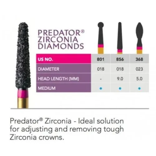 Prima Dental Predator Zirconia Cutting Bur 856 For Cutting Zirconia Crowns For Crown Removal  Pack Of 5